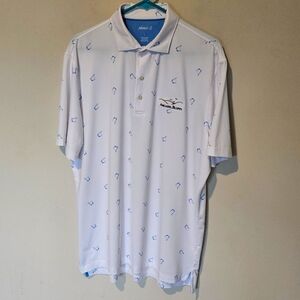 johnnie-O White and Blue Polo Shirt